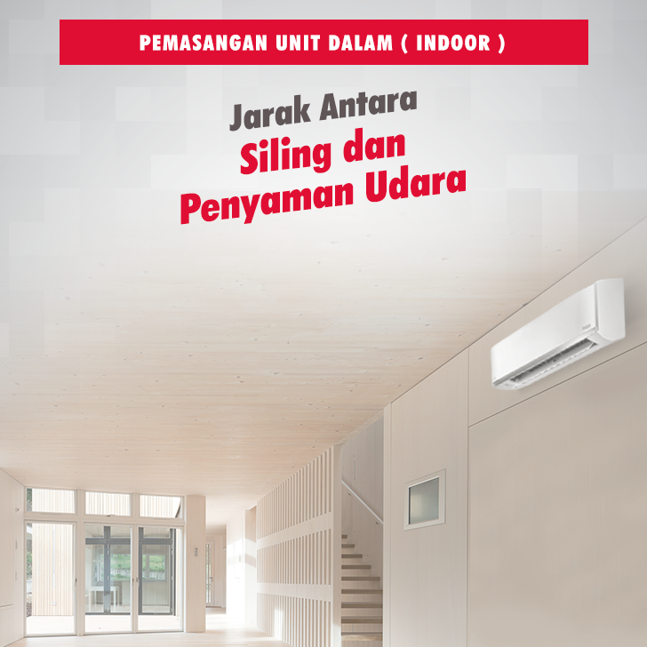 jarak antara siling dan penyaman udara